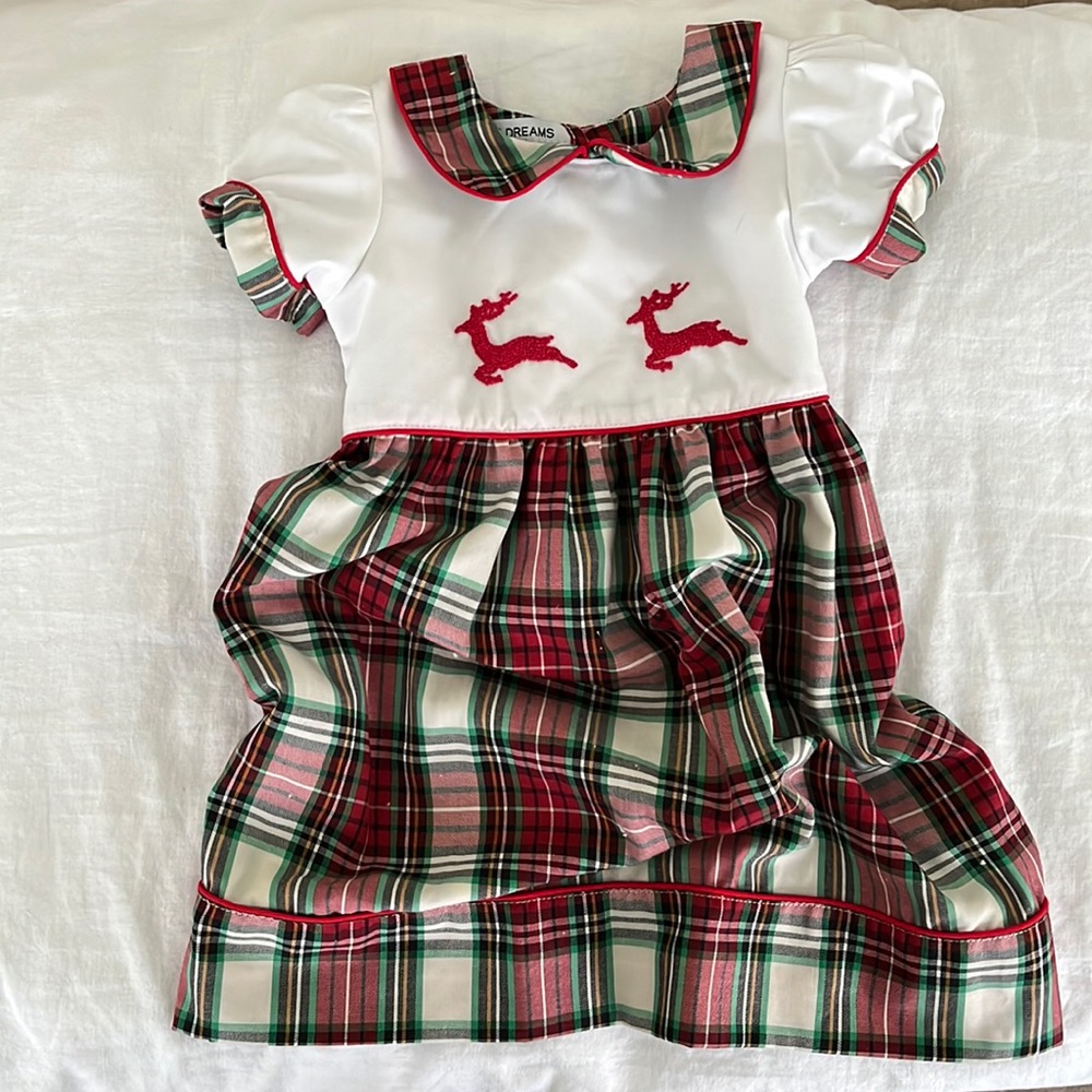 Sweet Dreams Christmas Holiday Reindeer Dress for Toddler Girl - 18mo